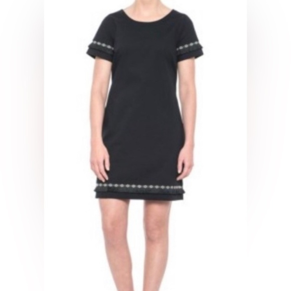 COERCION London Boho Little Black Short‎ Sleeve Dress Women's Size 8